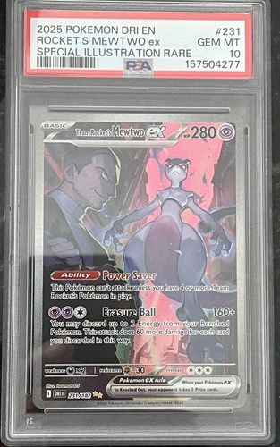 2025 POKEMON DRI EN-DESTINED RIVALS #231 TEAM ROCKET'S MEWTWO EX PSA 10