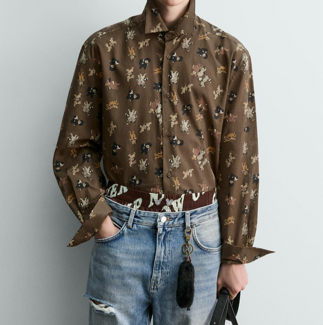 Zara x Harry Lambert x Disney Peter Pan The Lost Boys Shirt Brown
