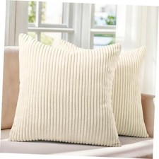 Pack of 2 Corduroy Decorative Throw Pillow Covers 24" x 24" Pack of 2 Cream