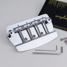 4 String Hard Tail Fixed Bass Bridge MMB4 Chrome Black