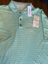 Tommy Bahama SZ L Mens SS Islandzone Aqua Green Performance Polo Striped NWT