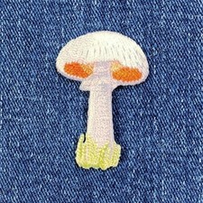 Mushroom Applique Patch - Embroidered Nature Badge 1-5/8" Iron On
