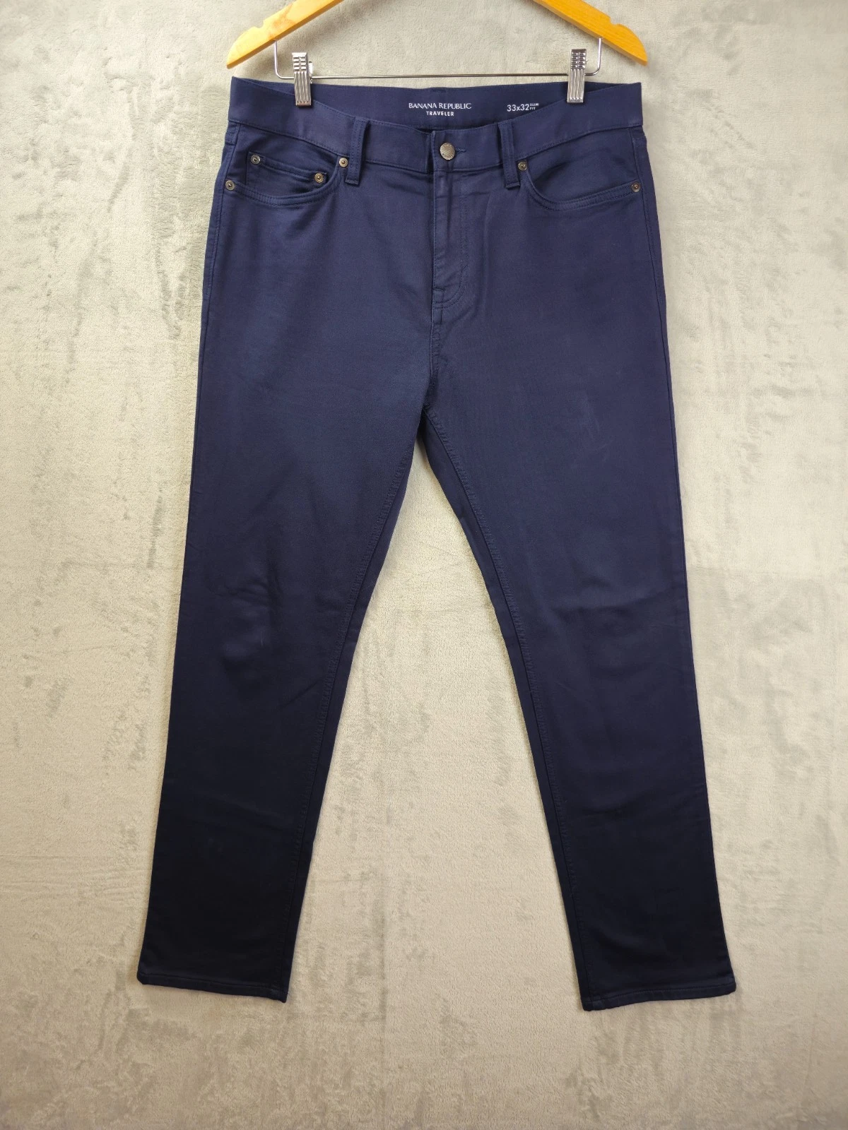 Banana Republic Traveler Pants Mens 34x31.5 Navy Slim Fit Chino Soft Twill