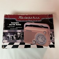 Studebaker Portable AM/FM Radio Retro Style w/ AUX Input   Works   Box Included