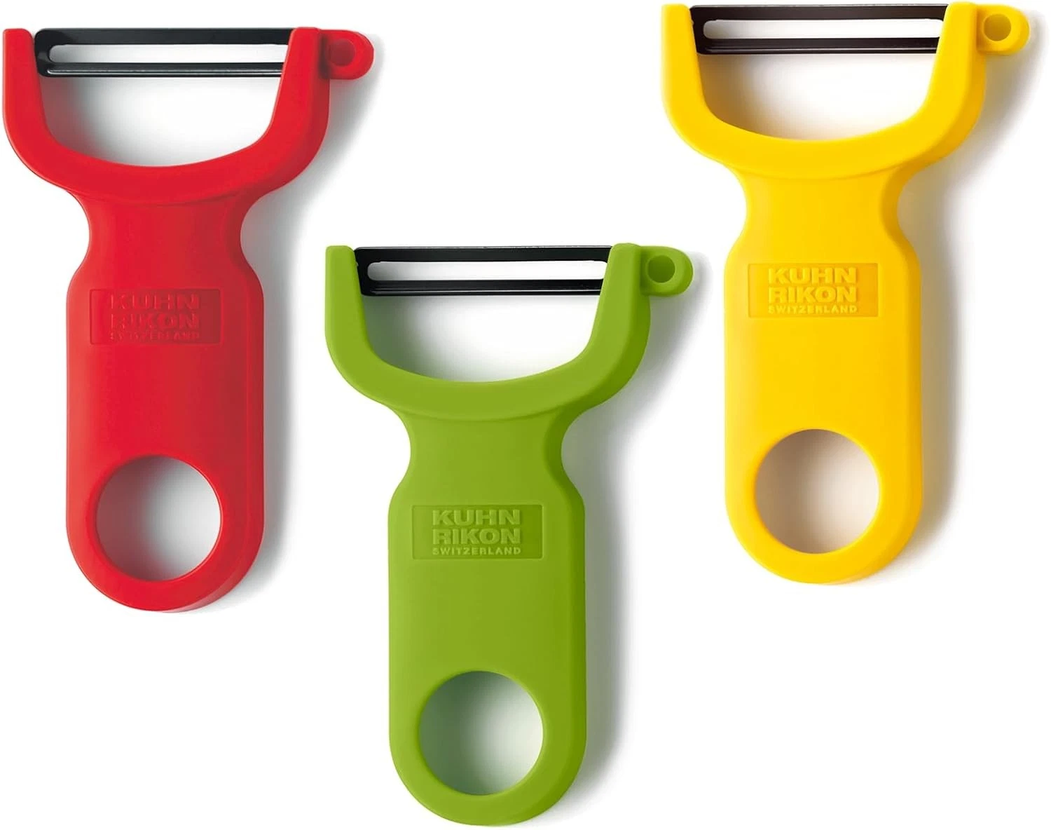 Kuhn Rikon Original Swiss Peeler 3-Pack Set of 3, Red/Green/Yellow