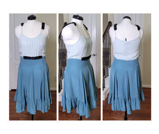 Julie Haus 100% Silk Midi Dress Women 12 Fit Flare Teal Color Block Preppy