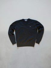 Lacoste V-Neck Strickpullover, Sweater Grau Small Logo Vintage Size S
