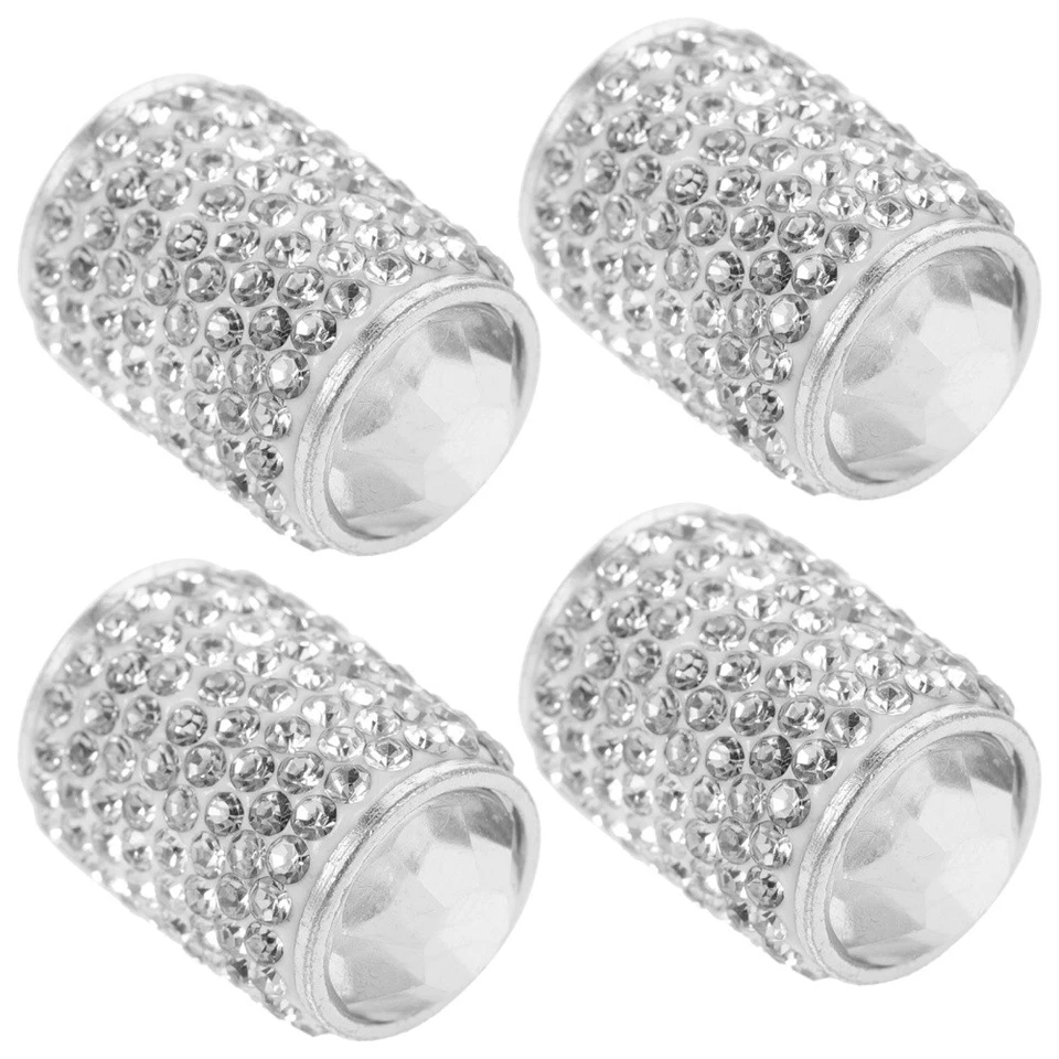 4 Pcs Accessoires De Voiture En Strass Vanne Bouchons Tige Valve Pneu - Photo 2/4