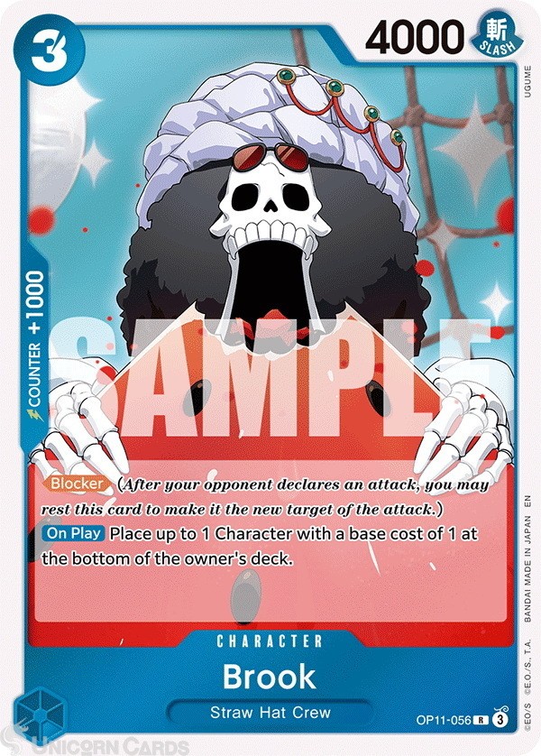 OP11-056 Brook : Rare English One Piece TCG Card : OP11: A Fist Of Divine Speed