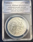 ANACS Authenticated 1904-O Morgan Dollar BU Legends of the Comstock Lode