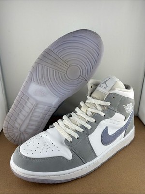 Nike Air Jordan 1 Mid Wolf Grey Aluminum AJ1 BQ6472-105 Size 12 W 10.5 Men