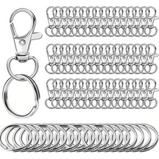 100PCS Keychain Hooks with 50pcs Key Rings 50pcs Swivel Lobster Claw Clasps for