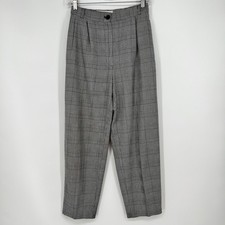 Vtg Norton McNaughton High Rise Trouser Pant Womens 6 Gray Glen Plaid Pleated