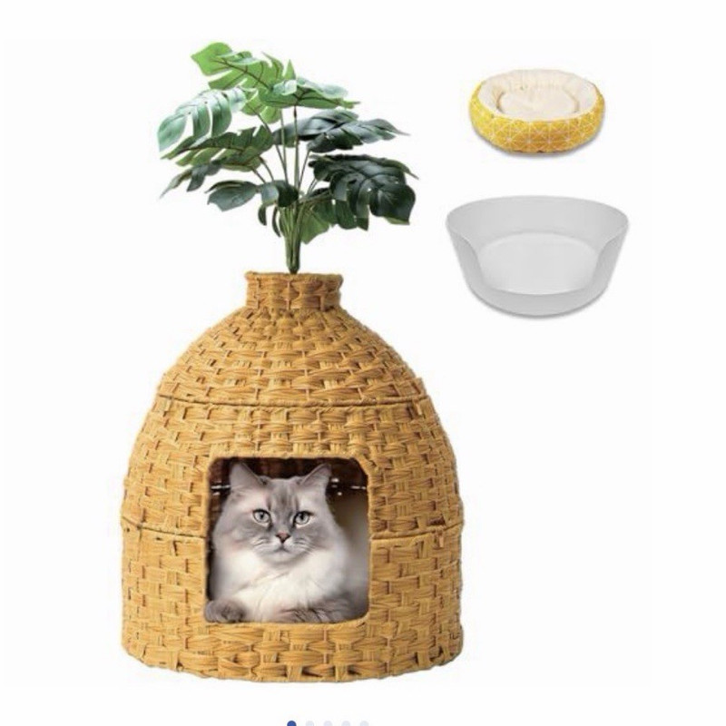 Sugitek Cat Hidden Litter Box Enclosure Hooded Litter Box Furniture w/ Cat Bed