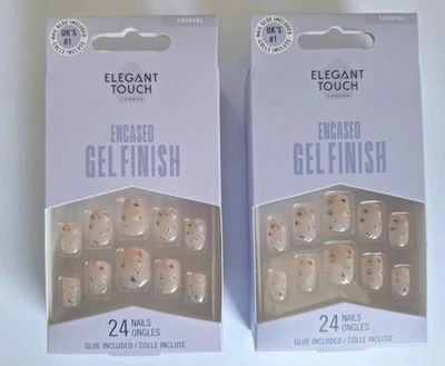 2×Elegant Touch Mauve Madness False Nail Tips 24 Fake Nails + Glue NEW FREE P&P