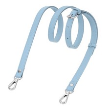 0.6" Genuine Leather Purse Strap for Bag Sky Blue, Silver Buckle 