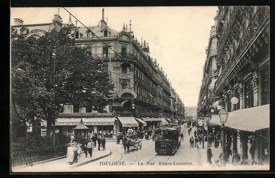 Toulouse, La Rue Alsace-Lorraine, Strassenbahn, Ansichtskarte 
