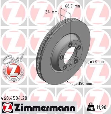 ZIMMERMANN Bremsscheibe 460.4504.20 für PORSCHE