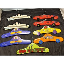 ZM Int  l Hand Painted Transportation Kids Hangers International VTG 2001 Lot 9