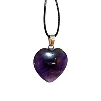 Amethyst Herz AnhäNger Halskette Kristall Edelstein Spirituell Bindekordel Sc...