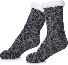 Women's Winter Super Soft Warm Cozy Fleece Lined Fuzzy Slipper Socks with Grippe
