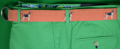 Polo Ralph Lauren Womens Orange Corduroy Dog Embroidered Belt Adjustable Pointer Polo Ralph Lauren Melon Corduroy w/ Spaniel Embroidery D  main image 2