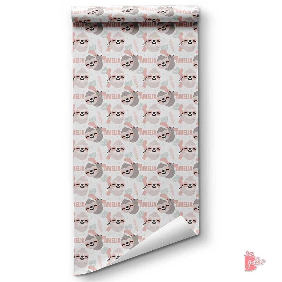 Rolo de papel de embrulho personalizado para presente 24 polegadas com nome pendurado preguiça embrulho para presente - Imagem 2 de 4