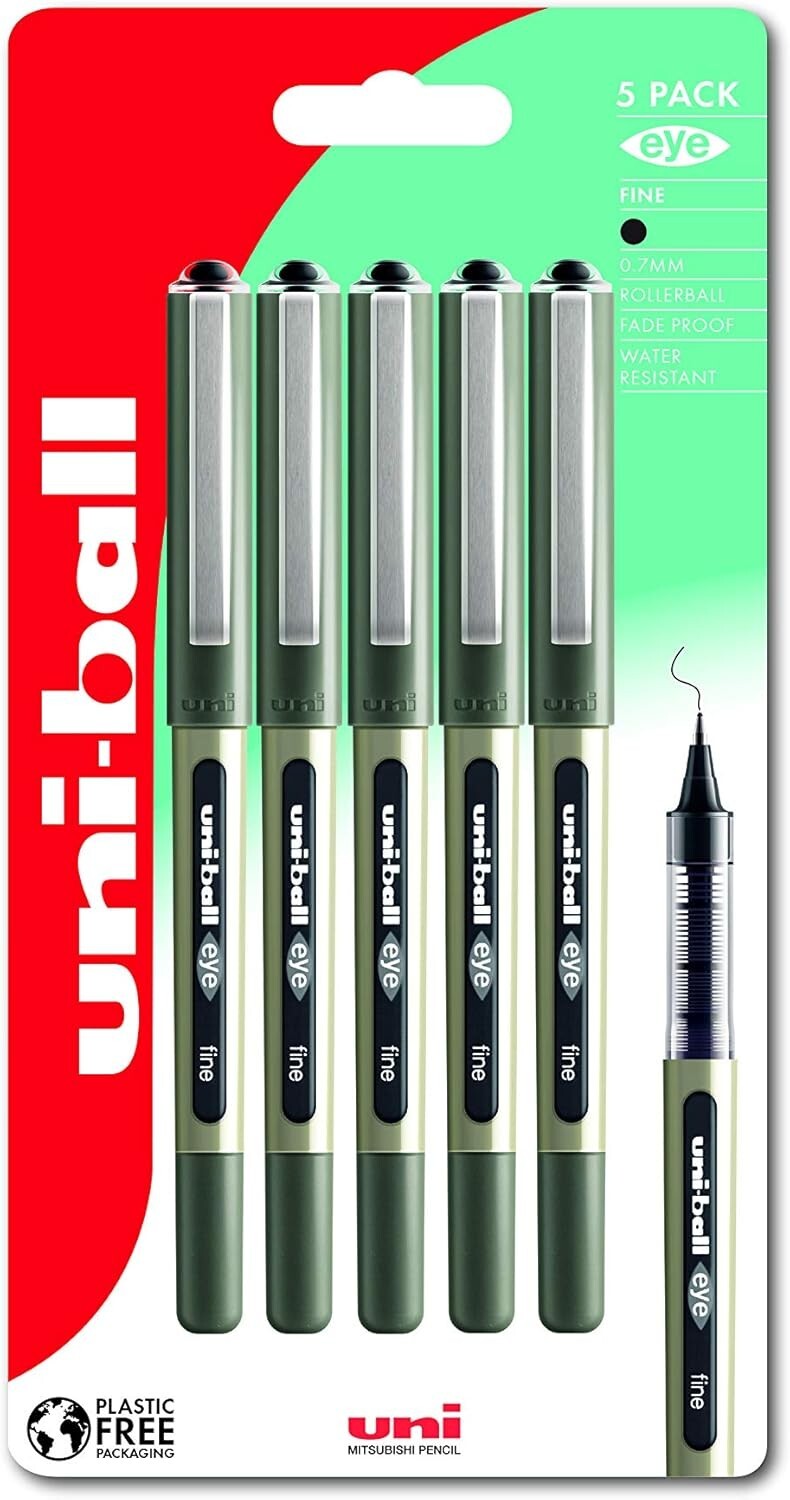 Uni-Ball Eye Ub-157 Rollerball Pen 0.5 Mm Black Pack Of 5 - Image 3
