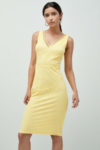 yellow lace bodycon dress
