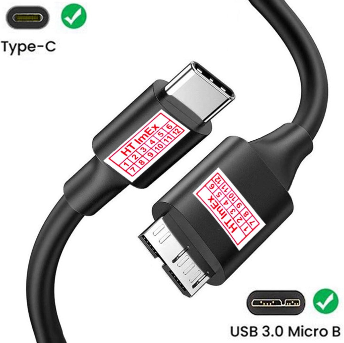 USB-C Auf Micro-B Kabel 0,5 M – USB 2.0, Zum Laden & Daten übertragen, Thunderbolt 3 Kompatibel, Praktisch Für Unterwegs