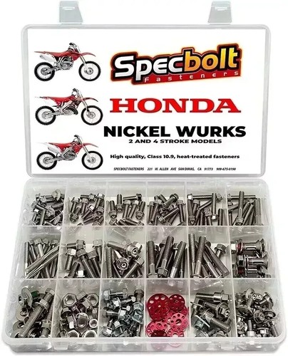 Honda CR Bolt Kit 340-Piece - Fits CR60, CR80, CR85, CR125R, CR250R, CR500, Zinc Plated Steel, Universal Fit CR60 CR80 CR85 CR125 CR250 CR500 Bolts - Foto 2