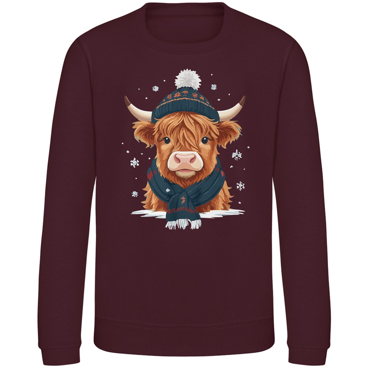 Christmas Highland Cow Sweatshirt For Kids Funny Girl Xmas Jumper