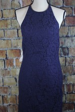 NWT NEW FAME AND PARTNERS Navy Laced Halter Dress 6 NWT $229~B37