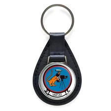 VAP-62 Heavy Photographic Squadron Black Leather Keychain Silver Keyring 
