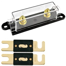 1/0/4/8 Gauge ANL Fuse Holder with 2 Pack Gold Plated 500 Amp ANL Fuse