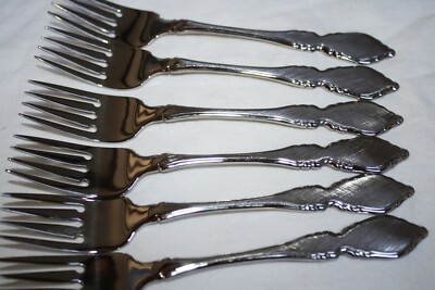 O.C.O. ONEIDA STAINLESS FLATWARE ''CLASSIC MOOD/DEAUVILLE''(6) SALAD FORKS 6 3/4''