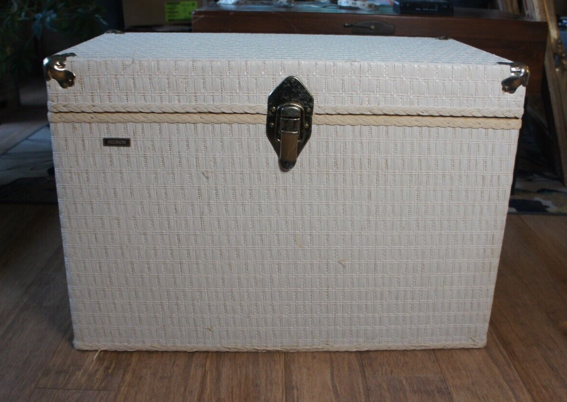 Vintage Mid Century 1960s REDMON Woven White Wicker Storage Blanket Trunk Chest eBay