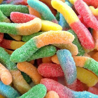 SOUR NEON INCH WORMS - Jelly Candy - 5 LB BAG - BULK - 80 ...