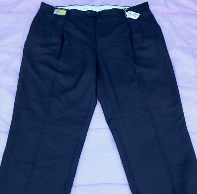 AUIZZO BLACK PLEATED Pants for Men - W48 X L37. UN-HEMMED. TAG NO. B392