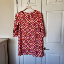 Lands' End Shift Dress 3/4 Sleeve Stretch Geometric Women's Petite Medium