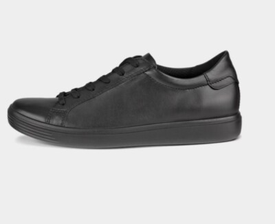 ECCO SOFT CLASSIC 39 8 8.5 LEATHER SNEAKERS SHOES BLACK LACES WOMEN 38 FASHION