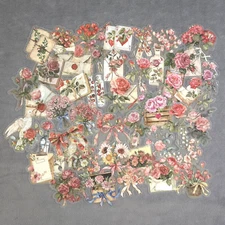 Retro Cottagecore Flower & Letter Stickers Set of 10 Valentine's Day Stickers