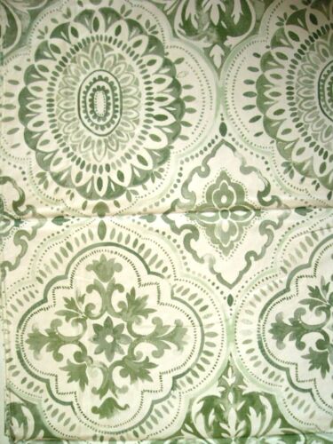 Var Size Vinyl Flannel Back Quatrefoil Floral Damask Green Tablecloth by Elrene