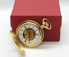 Very Attractive Gold Tone Mechanical Half Hunter Pocket Watch By Mount Royal