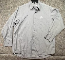 Izod Mens Shirt Easy Care 80s 2-Play Pinpoint Button Down Gray L 16.5 32/33