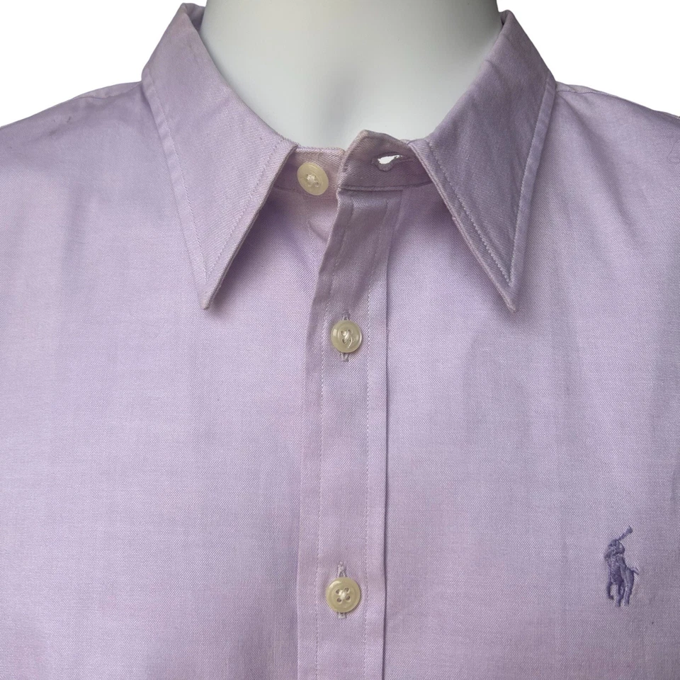 Camisa Deportiva Ralph Lauren Para Hombre XL Lavanda Calce Ajustado Elastizada Oxford Con Botones Foto 3 de 4