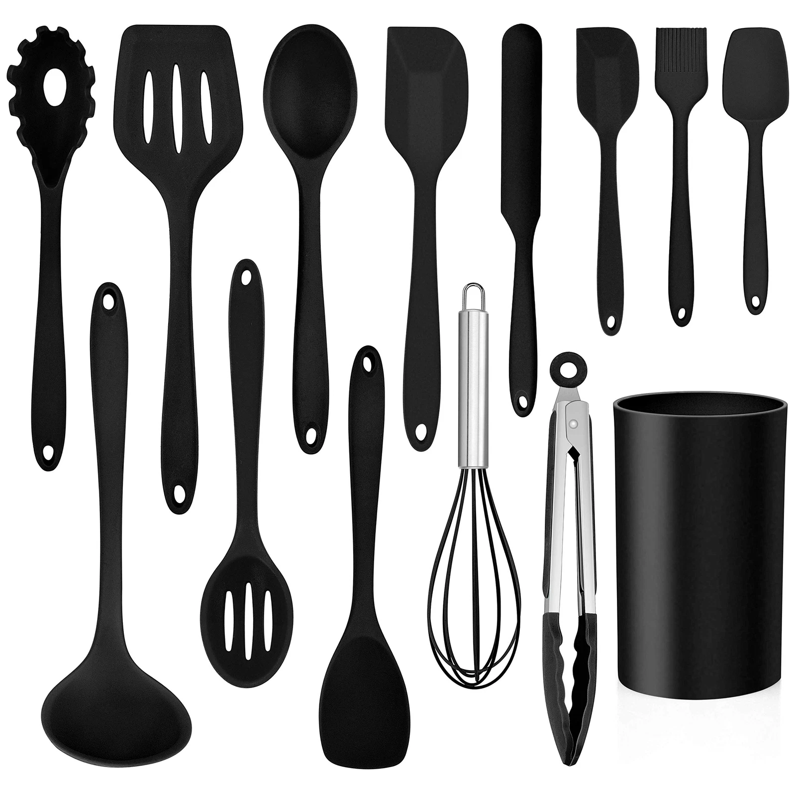 14 Pcs Cooking Utensils Set With Holder Heat Resistant Silicone Kitchen Cookware