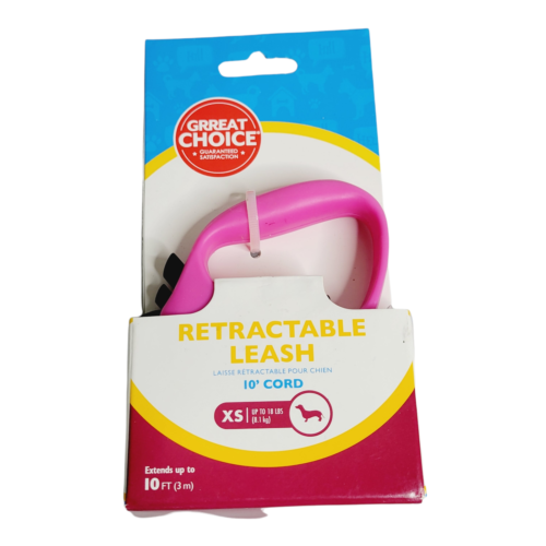 Grreat Choice Pink Retractable Dog Leash 10 ft Cord Size X-Small to 18 lbs - Picture 1 of 5