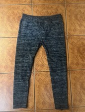 Gray Black Heathered Leggings Women  s Elastic Waist Blended Fabric