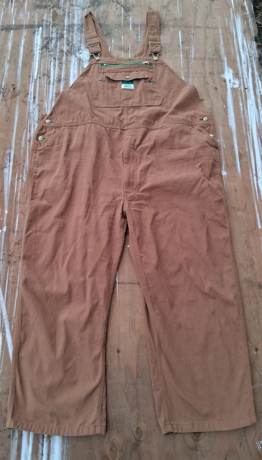 Liberty Overalls Men 52 Brown Canvas Bib Carpenter Workwear Outdoors 100% Cotton